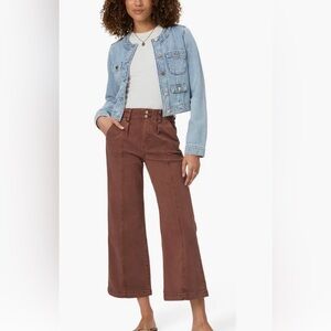 PAIGE Women's Brooklyn Crop Wide Waistband Double Button Jean